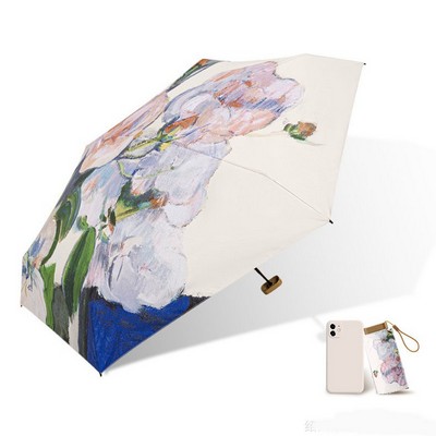 Gold Full Size Printed Foldable Umbrella